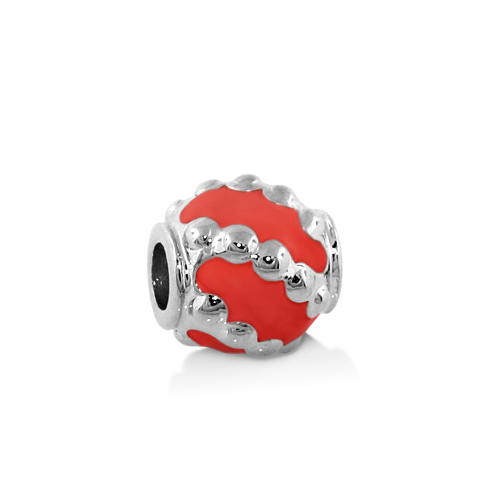 Gabriella Beads Dot Stripes charm orange enamel with silver trim Lauren G Adams Charms on Tampa Home & Garden Store