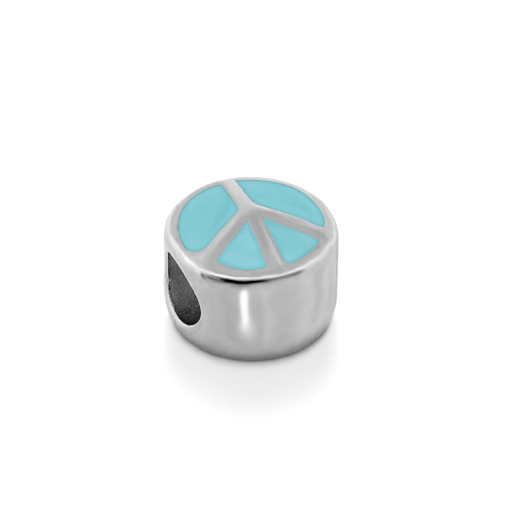 Gabriella Beads Peace Sign charm bead by Lauren G Adams, turquoise enamel on silver on Tampa Home & Garden Store