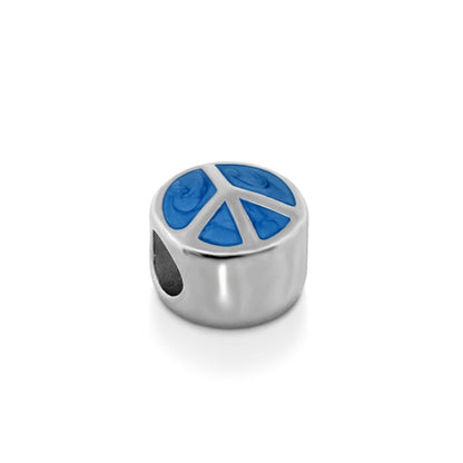 Gabriella Beads Peace Sign charm bead silver-tone with blue enamel by Lauren G Adams on Tampa Home & Garden Store