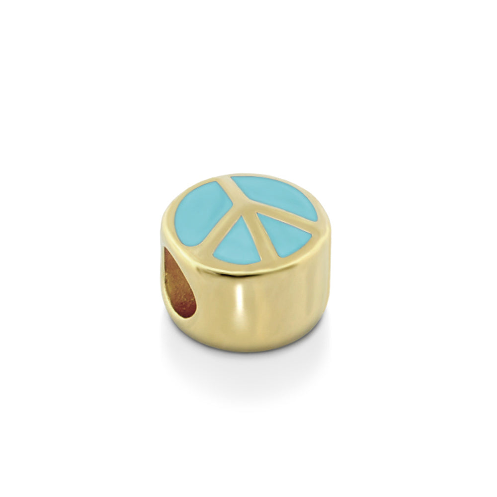 Gabriella Beads Peace Sign charm gold-tone bead with turquoise enamel by Lauren G Adams on Tampa Home & Garden Store