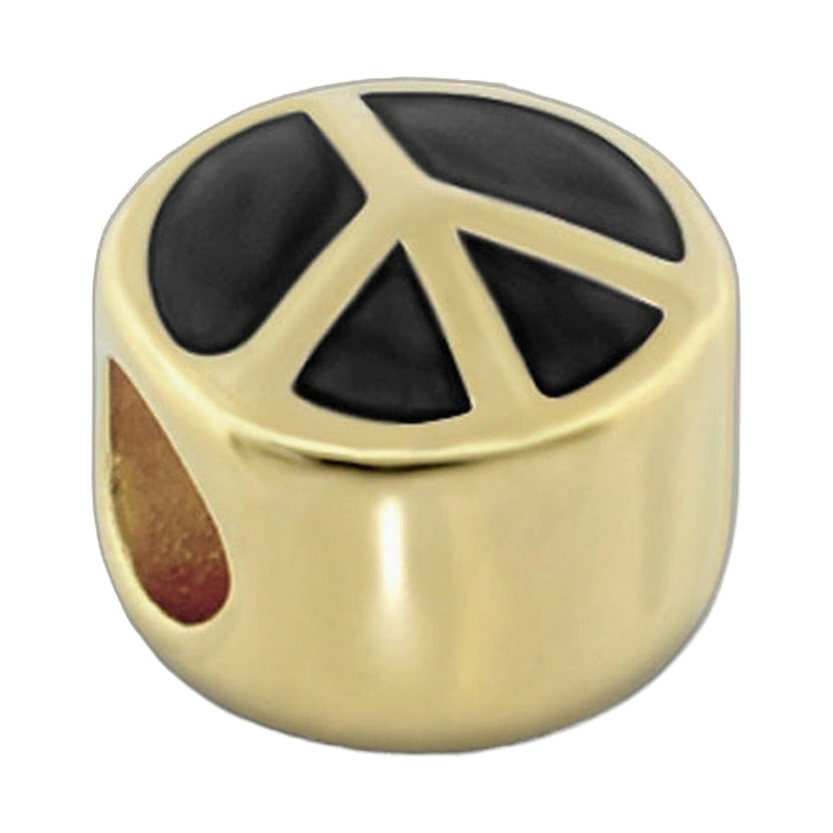 Gabriella Beads Peace Sign charm Lauren G Adams; gold-tone pendant with black peace symbol on Tampa Home & Garden Store