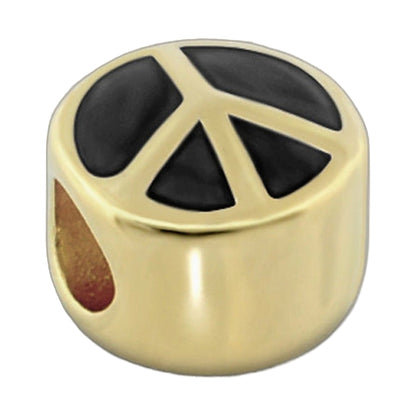 Gabriella Beads Peace Sign charm Lauren G Adams; gold-tone pendant with black peace symbol on Tampa Home & Garden Store