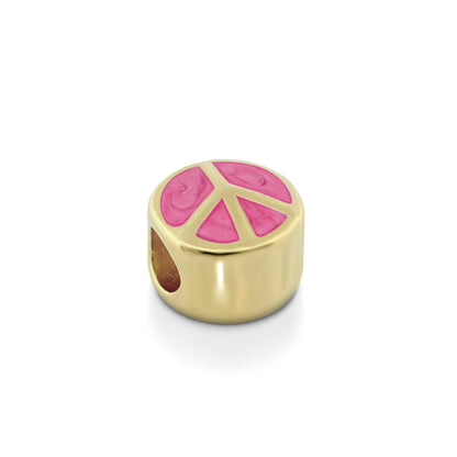Gabriella Beads Peace Sign bead gold-tone with pink enamel peace symbol by Lauren G Adams on Tampa Home & Garden Store