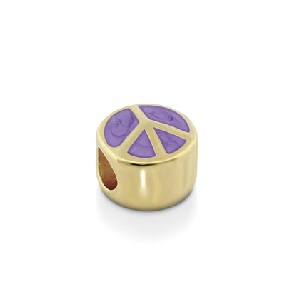 Gabriella Beads Peace Sign charm bead in gold tone with purple enamel by Lauren G Adams on Tampa Home & Garden Store