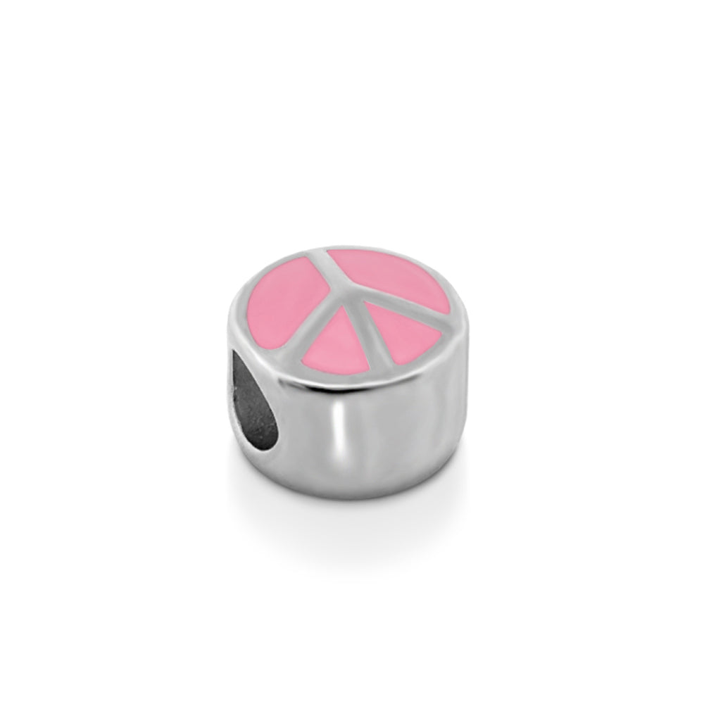 Gabriella Beads Peace Sign charm bead, pink enamel on silver-tone metal by Lauren G Adams on Tampa Home & Garden Store