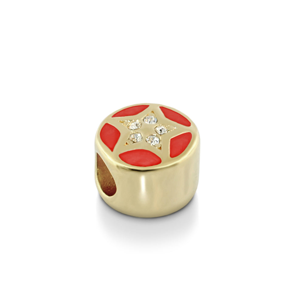 Gabriella Beads Pave Star charm bead gold-tone with red enamel and crystals Lauren G Adams on Tampa Home & Garden Store