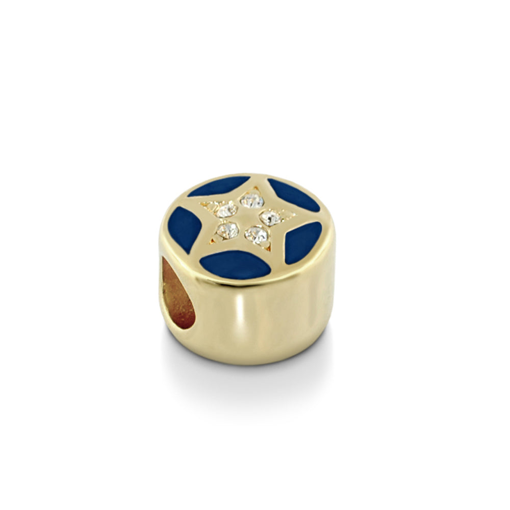 Gabriella Beads Pave Star bead, gold-tone charm with blue enamel petals and crystals, Lauren G Adams on Tampa Home & Garden Store