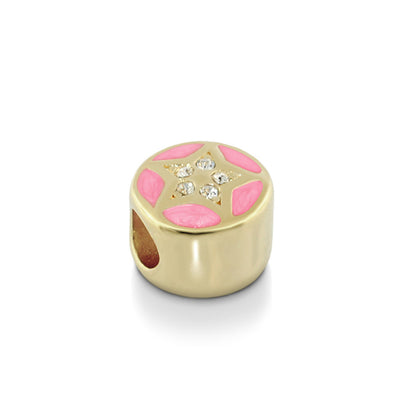 Gabriella Beads Pave Star charm bead gold tone with pink enamel petals and crystals on Tampa Home & Garden Store