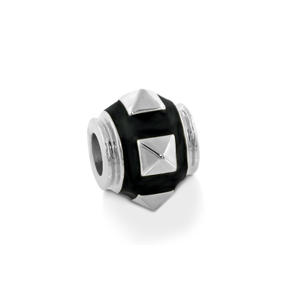 Gabriella Beads Studs charm bead by Lauren G Adams with black enamel and pyramid studs on Tampa Home & Garden Store