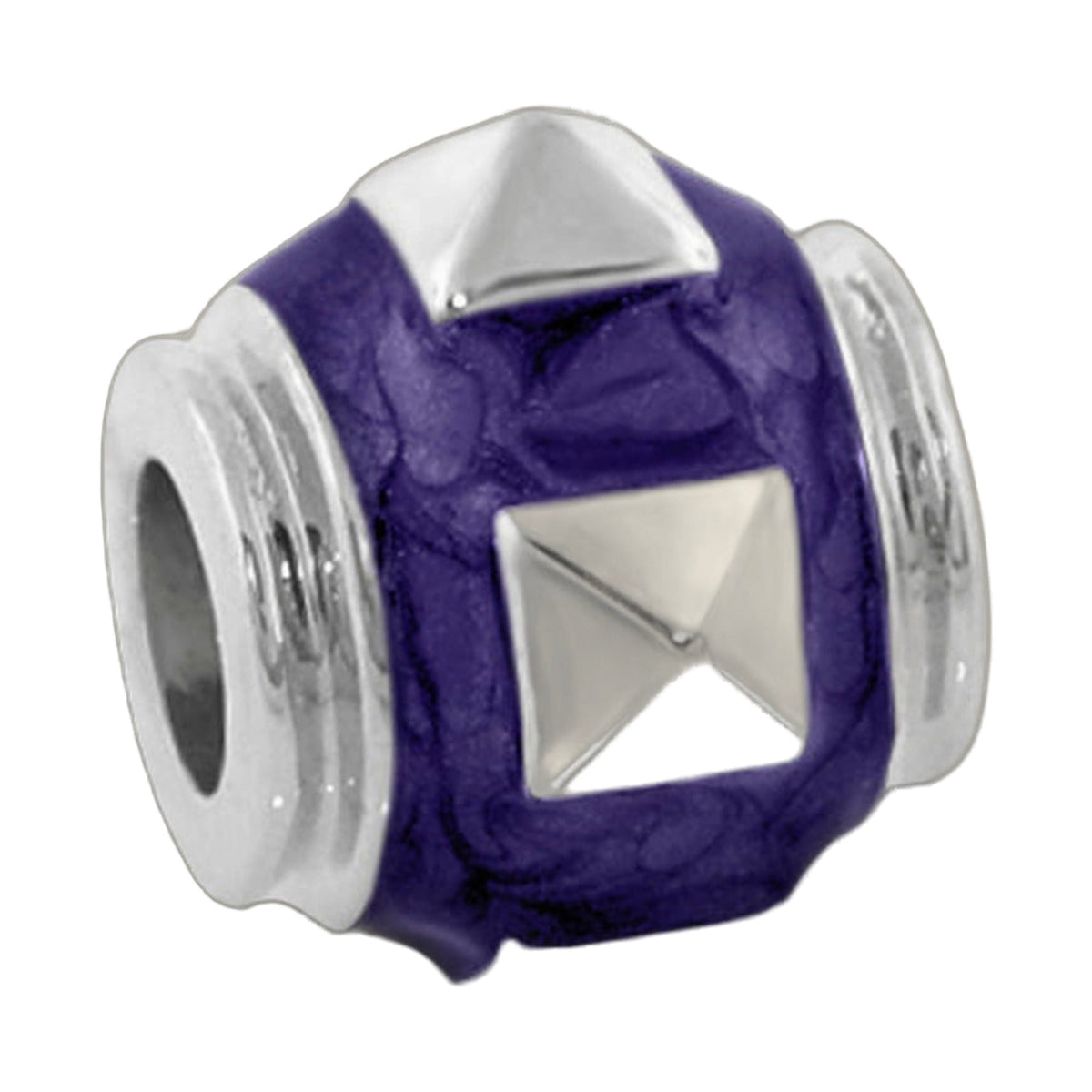 Gabriella Beads Studs charm bead, purple glass with silver ends, Lauren G Adams on Tampa Home & Garden Store