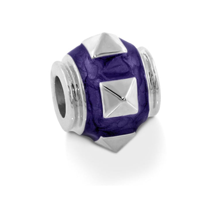 Gabriella Beads Studs charm bead in purple enamel with silver pyramids on Tampa Home & Garden Store