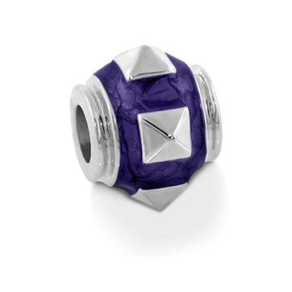 Gabriella Beads Studs charm bead in purple enamel with silver pyramids on Tampa Home & Garden Store