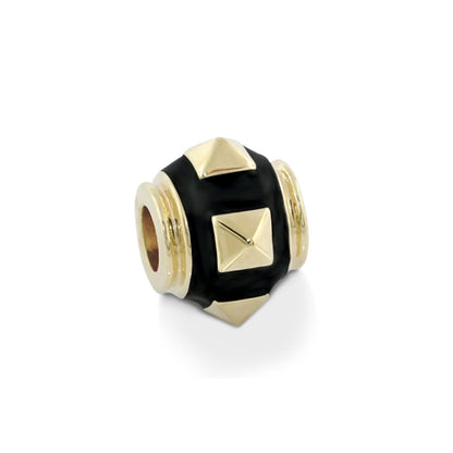 Gabriella Beads Studs bead charm black enamel with gold-tone pyramid studs Lauren G Adams on Tampa Home & Garden Store