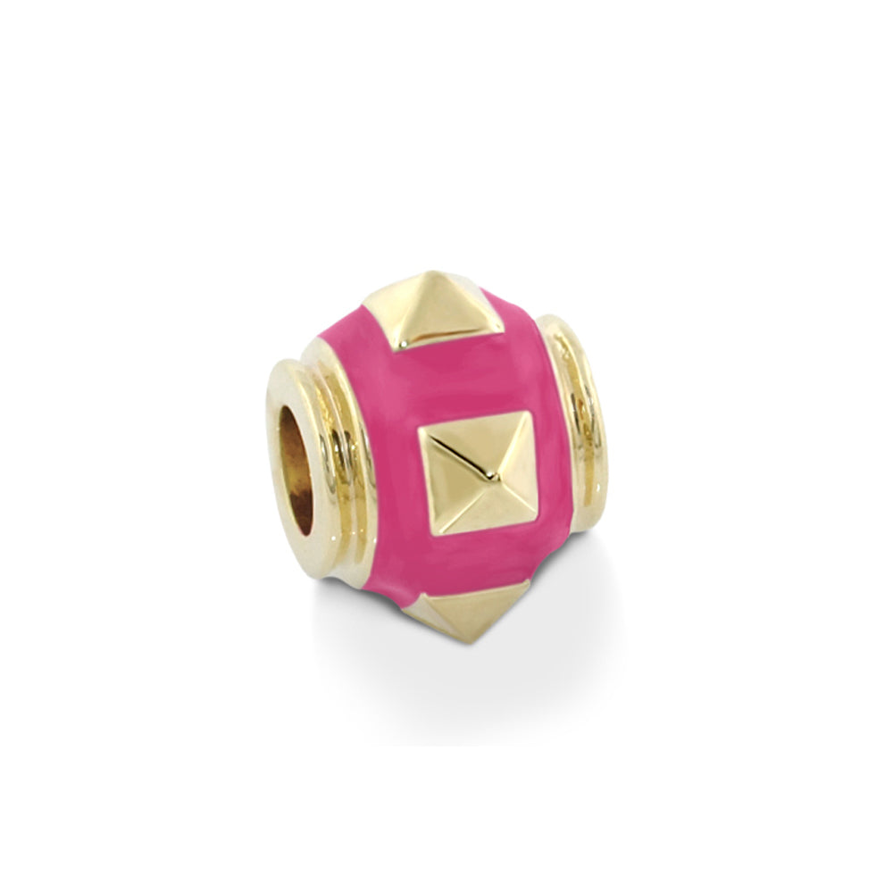 Gabriella Beads Studs pink enamel bead with gold-tone pyramid studs Lauren G Adams collection on Tampa Home & Garden Store