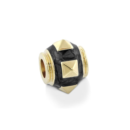 Gabriella Beads Studs bead charm black with gold pyramid studs on Tampa Home & Garden Store