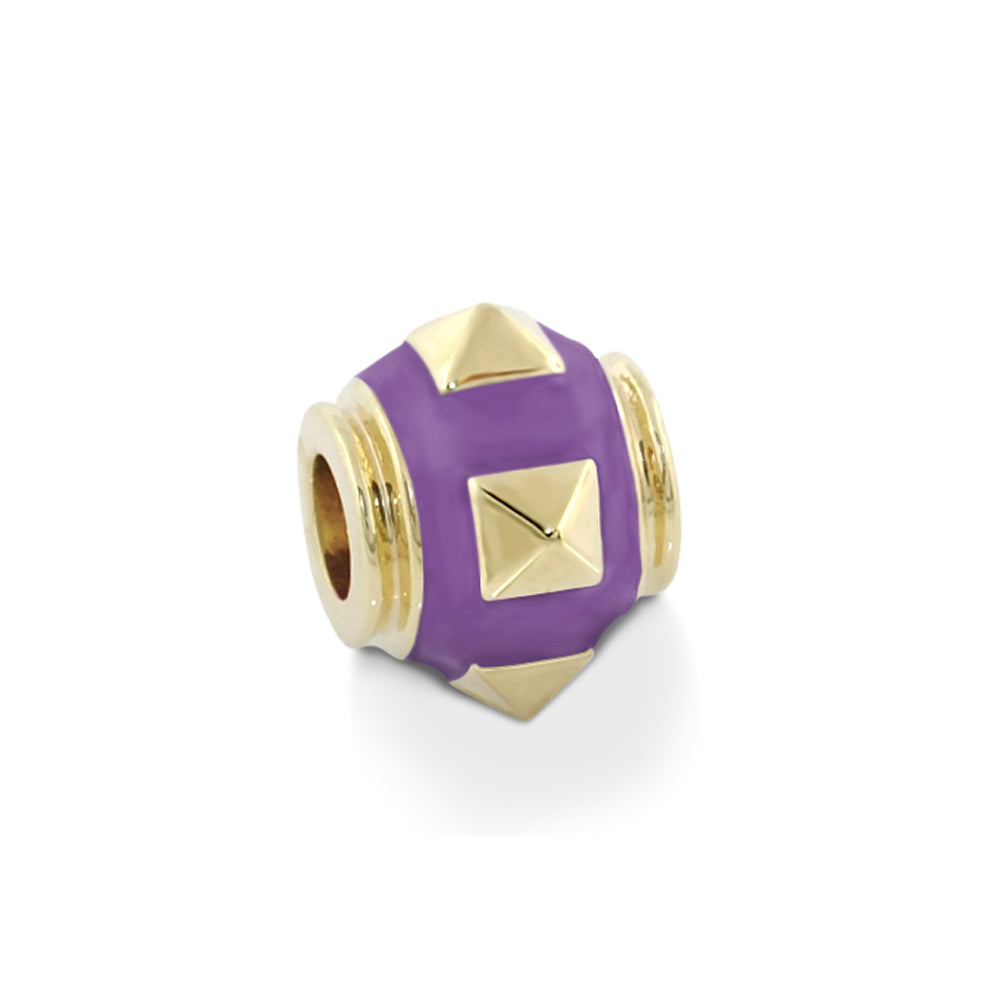 Gabriella Beads Studs purple enamel charm bead with gold-tone pyramid studs and end caps on Tampa Home & Garden Store