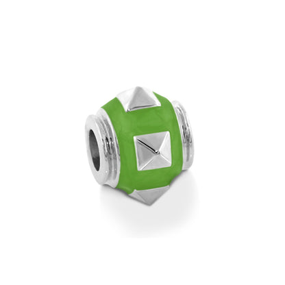 Gabriella Beads Studs green bead charm with silver pyramid studs by Lauren G Adams on Tampa Home & Garden Store