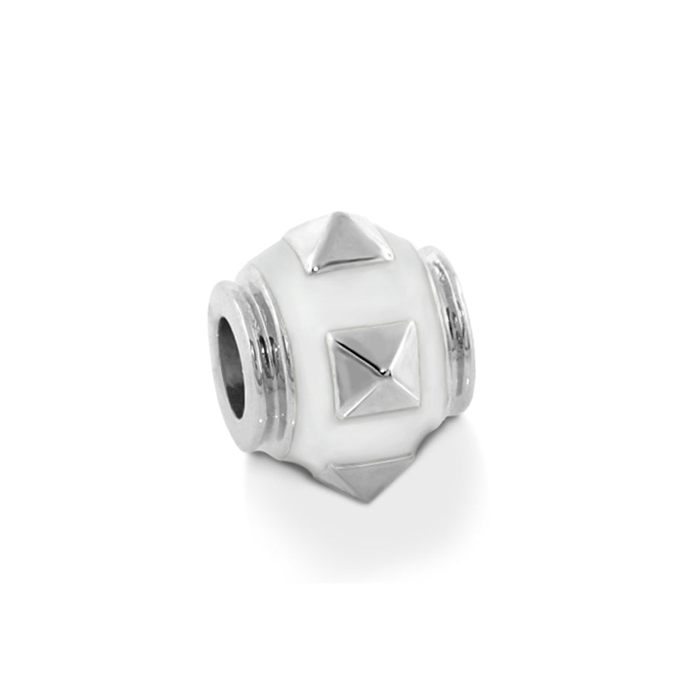 Gabriella Beads Studs bead charm with white ceramic body and pyramid studs Lauren G Adams on Tampa Home & Garden Store