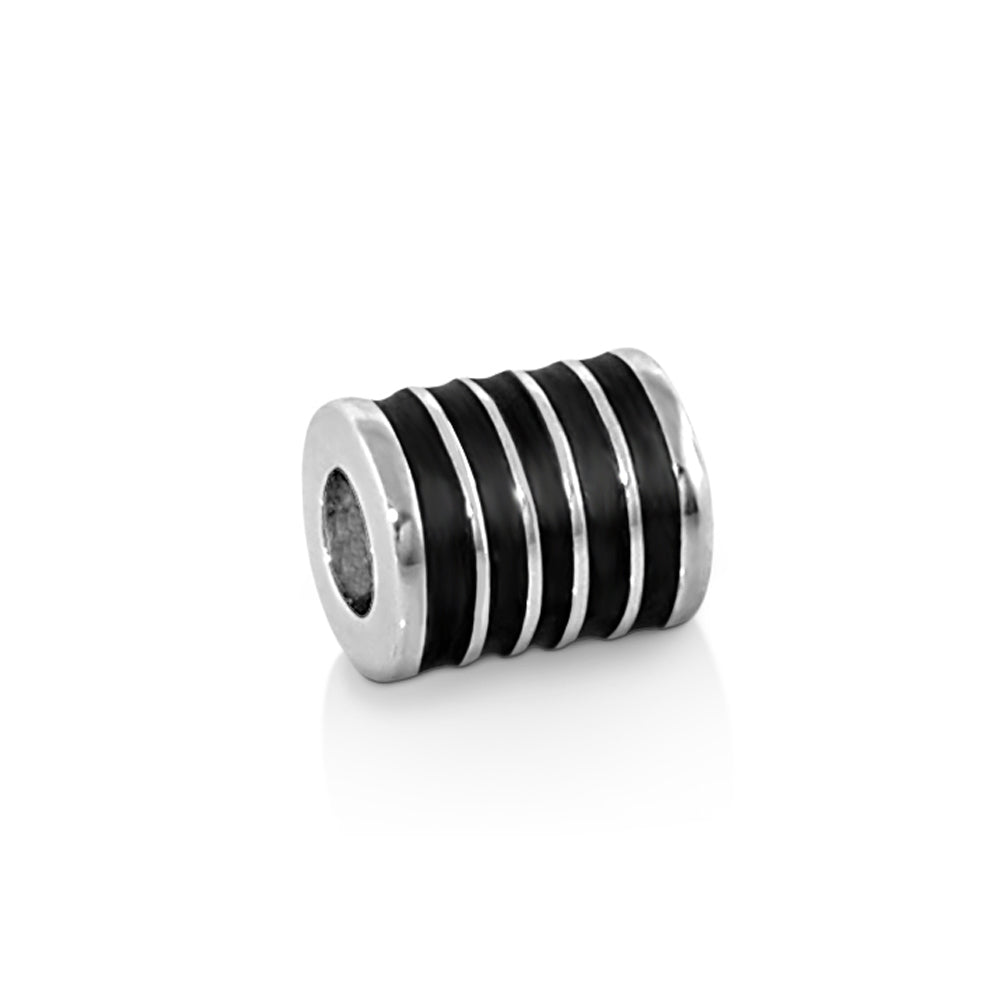 Gabriella Beads Enamel Stripes bead silver with black enamel stripes by Lauren G Adams on Tampa Home & Garden Store