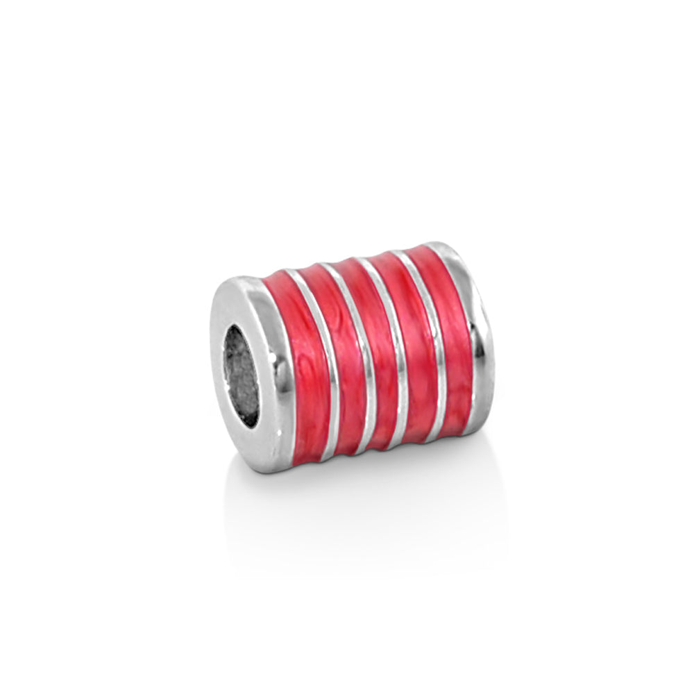 Gabriella Beads enamel stripes charm pink enamel with silver-tone ends by Lauren G Adams on Tampa Home & Garden Store