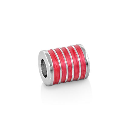 Gabriella Beads enamel stripes charm pink enamel with silver-tone ends by Lauren G Adams on Tampa Home & Garden Store