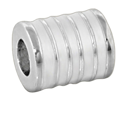 Gabriella Beads Enamel Stripes charm bead by Lauren G Adams, silver-tone with ridged grooves on Tampa Home & Garden Store