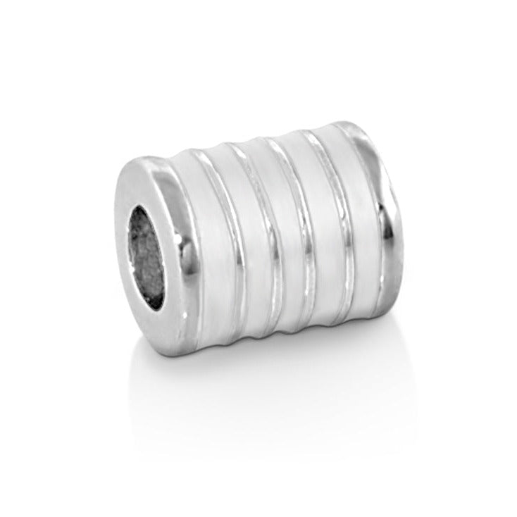 Gabriella Beads enamel stripes ribbed silver bead for Charms & Pendants by Lauren G Adams on Tampa Home & Garden Store