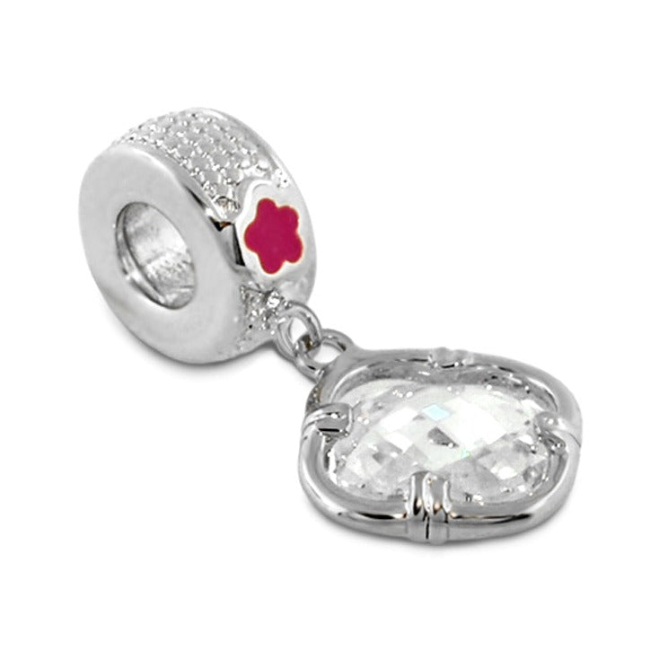 Gabriella Beads Clover charm pendant silver bead with red clover accent crystal heart pendant on Tampa Home & Garden Store