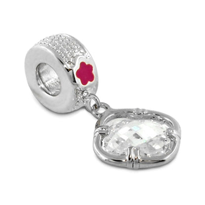 Gabriella Beads Clover charm pendant silver bead with red clover accent crystal heart pendant on Tampa Home & Garden Store