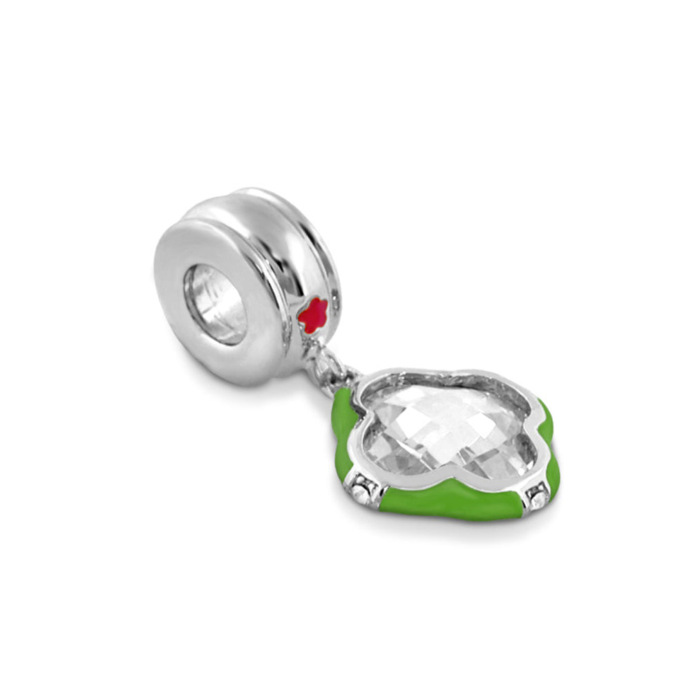 Gabriella Beads Clover charm pendant with green enamel edge and clear faceted center on Tampa Home & Garden Store