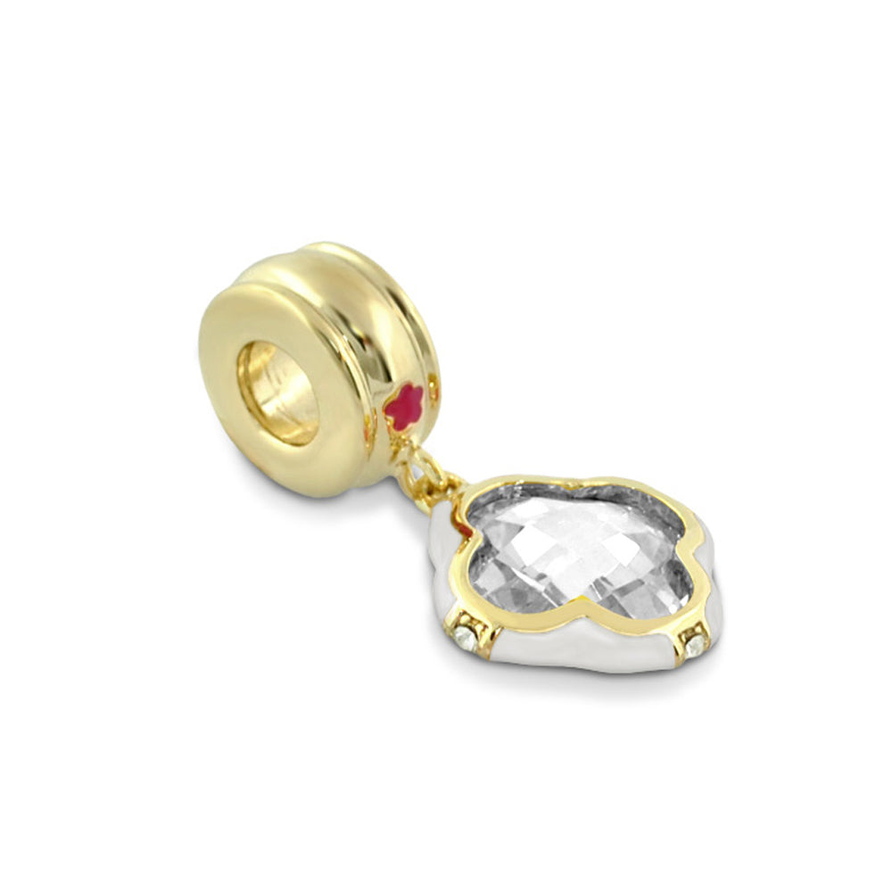 Gabriella Beads Clover charm by Lauren G Adams, gold-tone pendant with clear crystal clover on Tampa Home & Garden Store