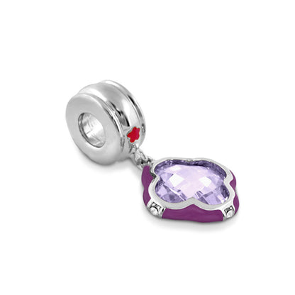 Gabriella Beads Clover charm pendant in silver with lavender gemstone by Lauren G Adams on Tampa Home & Garden Store