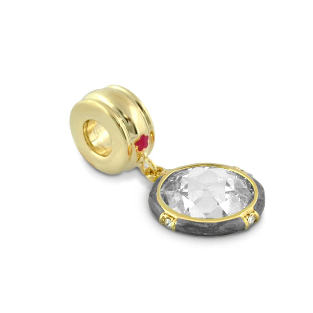 Gabriella Beads Cz charm pendant, gold bezel with clear crystal, Lauren G Adams on Tampa Home & Garden Store