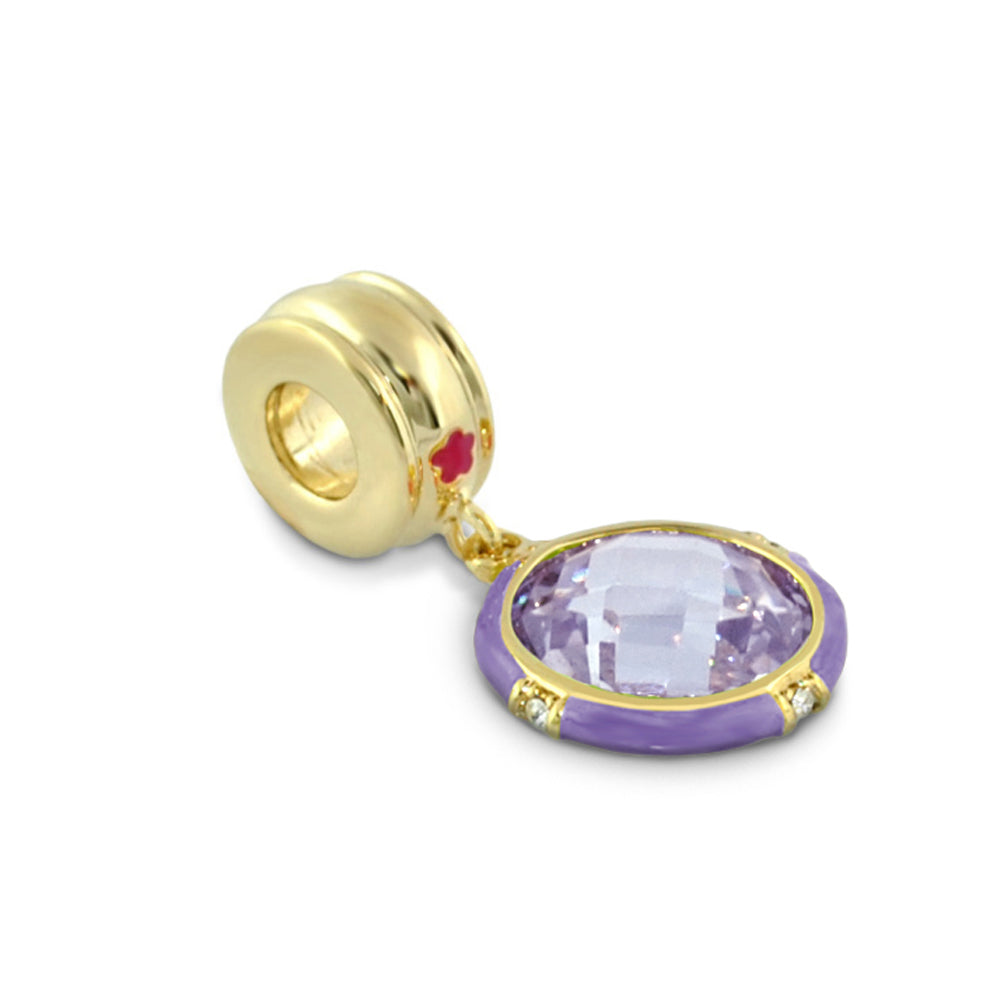 Gabriella Cz charm pendant lavender gemstone in goldtone bezel purple enamel ring Lauren G Adams on Tampa Home & Garden Store