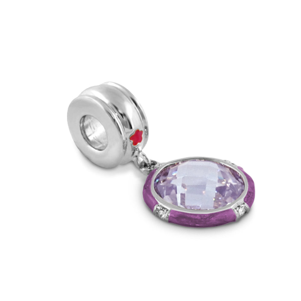 Gabriella Beads Cz charm lavender crystal in silver bezel, purple edge by Lauren G Adams on Tampa Home & Garden Store