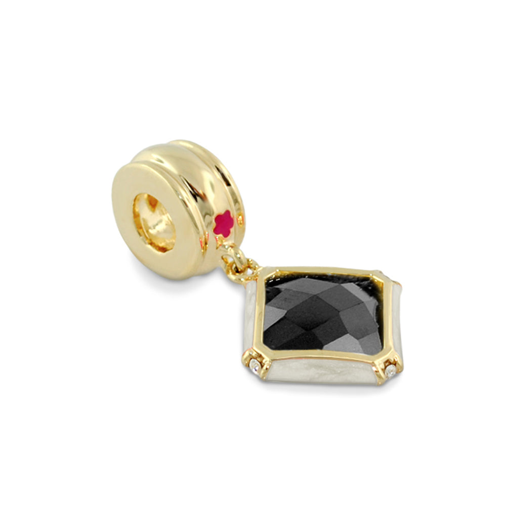 Gabriella Beads Square Cz charm pendant gold-tone with black faceted square cz on Tampa Home & Garden Store