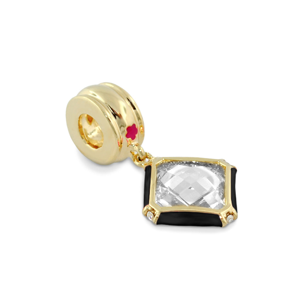 Gabriella Beads Square Cz pendant gold tone with cushion-cut clear CZ bezel set, Lauren G Adams on Tampa Home & Garden Store