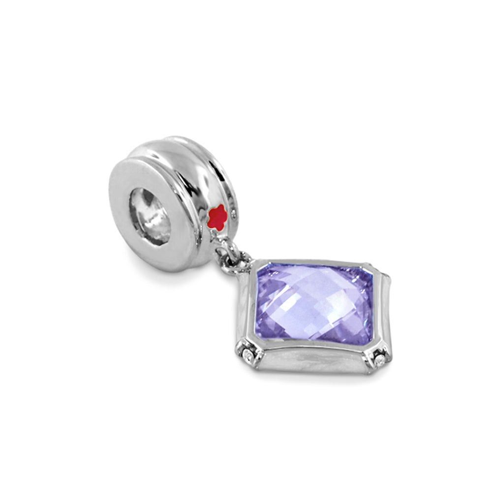 Gabriella Beads square CZ charm pendant in silver with lavender gemstone by Lauren G Adams on Tampa Home & Garden Store