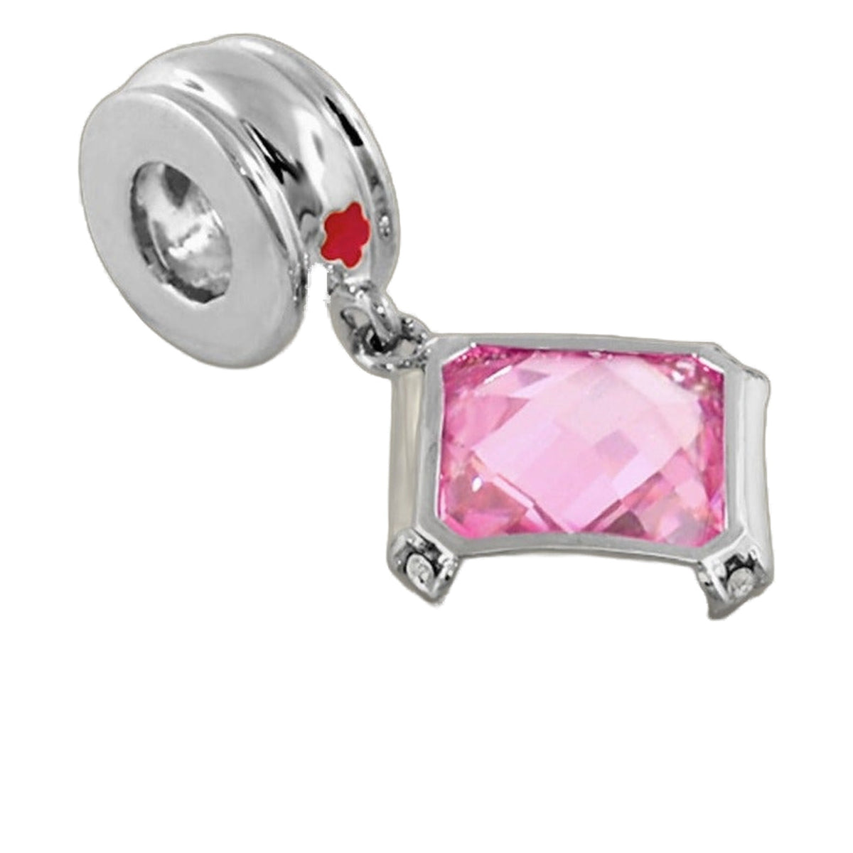 Gabriella Beads Square CZ charm pink faceted gemstone in silver setting by Lauren G Adams on Tampa Home & Garden Store
