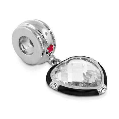 Gabriella Beads Heart Cz charm clear heart crystal, silver, red star accent, Lauren G Adams on Tampa Home & Garden Store
