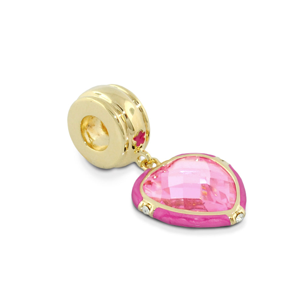 Gabriella Beads Heart CZ charm gold-tone setting with pink faceted heart gem on Tampa Home & Garden Store