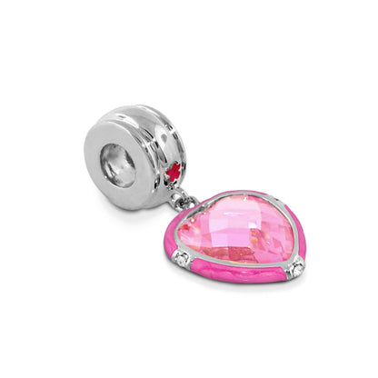 Gabriella Beads Heart Cz charm pink enamel faceted crystal in silver bezel Lauren G Adams on Tampa Home & Garden Store