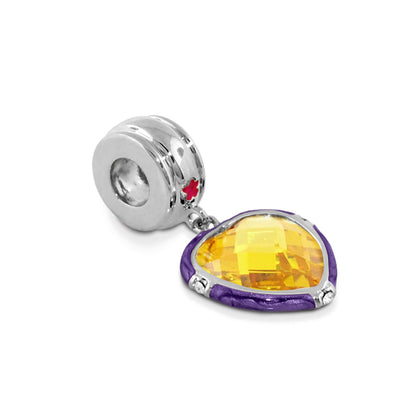 Gabriella Beads Heart CZ charm pendant with purple enamel frame and yellow crystal Lauren G Adams on Tampa Home & Garden Store