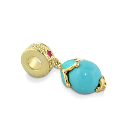 Gabriella Bead Charm by Lauren G Adams, turquoise bead with gold-tone setting on Tampa Home & Garden Store