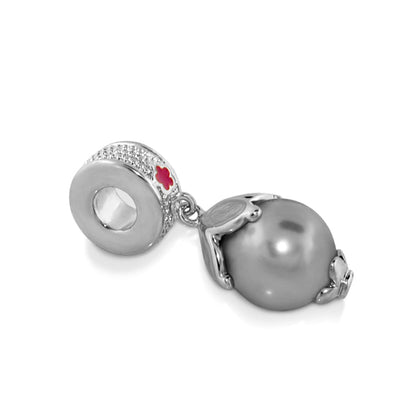 Gabriella Bead Charm by Lauren G Adams featuring a silver-tone bead and gray pearl centerpiece on Tampa Home & Garden Store