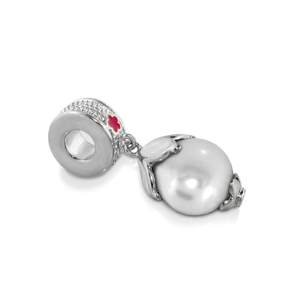 Gabriella Bead Charm, Lauren G Adams charm with faux pearl bead and enamel clover accent on Tampa Home & Garden Store