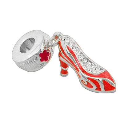 Gabriella Beads High Heel charm silver with red enamel stripes rhinestones Lauren G Adams on Tampa Home & Garden Store