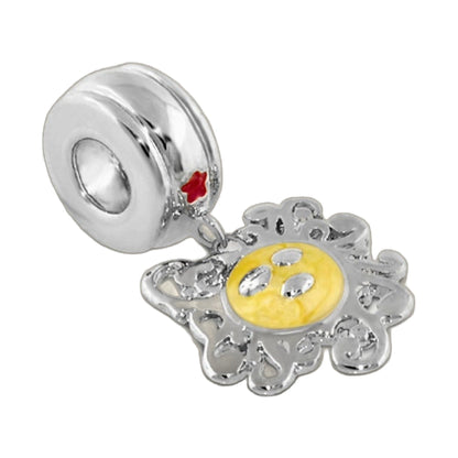Gabriella Beads Sunshine charm pendant Lauren G Adams, silver sunburst with yellow center on Tampa Home & Garden Store