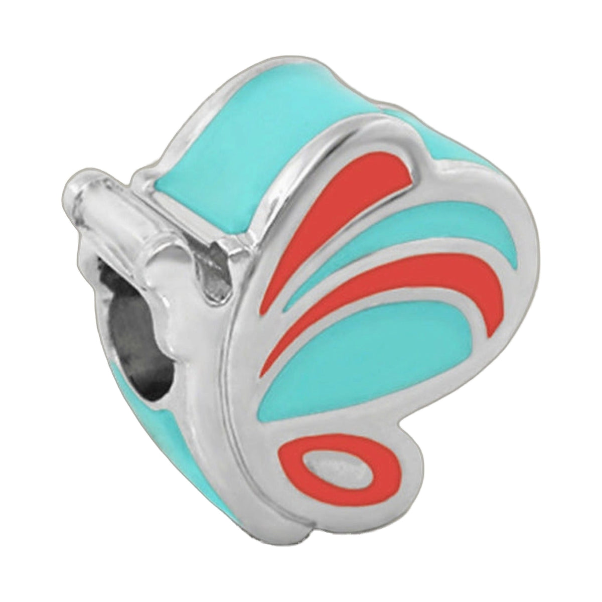 Gabriella Beads butterfly bead charm turquoise and red enamel with silver metal by Lauren G Adams on Tampa Home & Garden Store