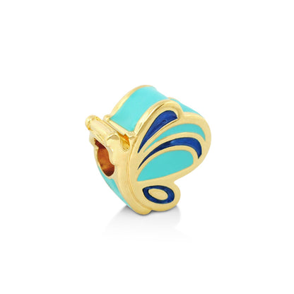 Gabriella Butterfly bead charm turquoise enamel with blue accents and gold-tone setting on Tampa Home & Garden Store
